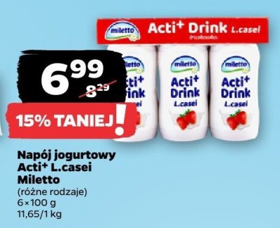 Napój jogurtowy Acti+ L.casei Miletto promocja w Netto