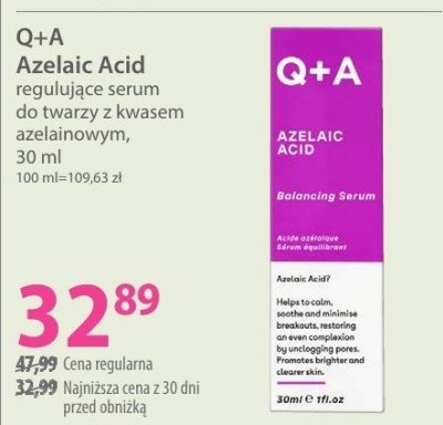 Serum do twarzy Q+A Azelaic Acid regulujące serum do twarzy z kwasem azelainowym promocja w Hebe