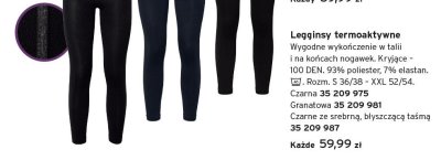 Legginsy termoaktywne czarne ze srebrną, błyszczącą taśmą promocja w Tchibo