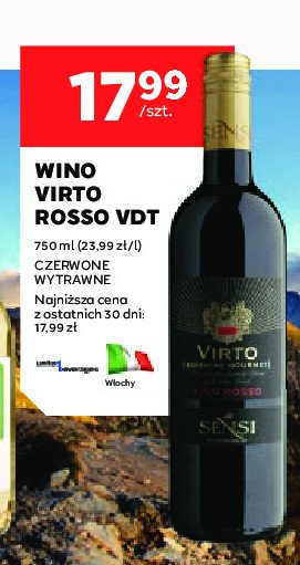 Wino wytrawne VIRTO ROSSO SENSI promocja