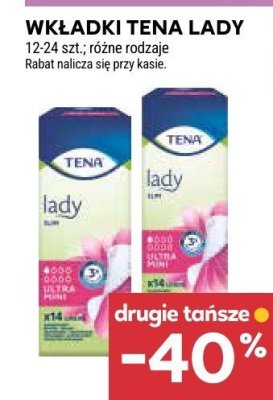 Wkładki Tena Lady 12-24 szt. różne rodzaje promocja w Stokrotka