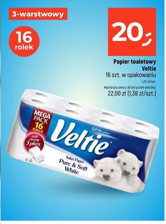 Papier toaletowy biały VELTIE promocja