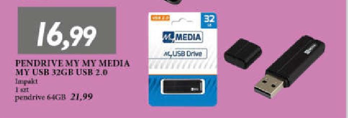 Pendrive usb 2.0 64gb MY MEDIA promocja