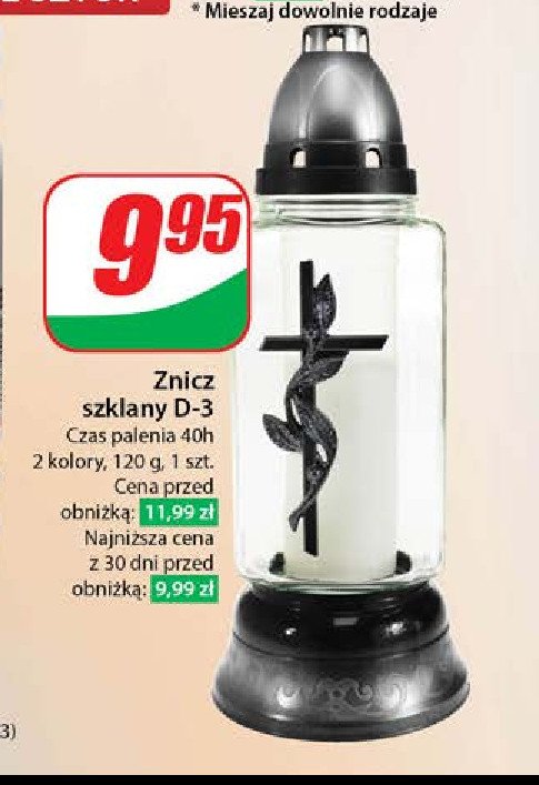 Znicz szklany d-3 promocja w Dino