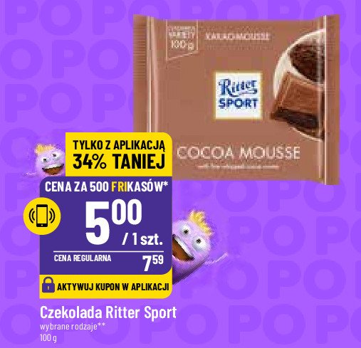 Czekolada mleczna z musem czekoladowym Ritter sport promocja