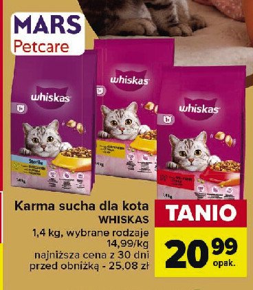 Karma dla kotów z wołowiną Whiskas promocja w Carrefour Market