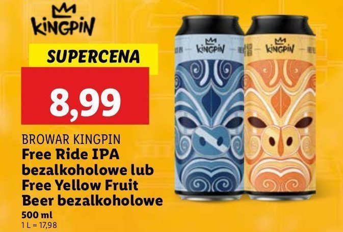 Piwo free yellow fruit Kingpin promocja