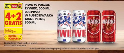 Piwo Warka Jasne Pełne w puszce, 500 ml promocja w Biedronka