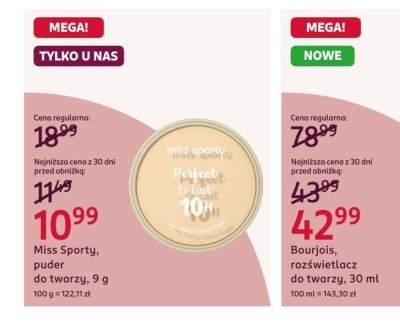 Puder do twarzy Miss Sporty promocja w Rossmann