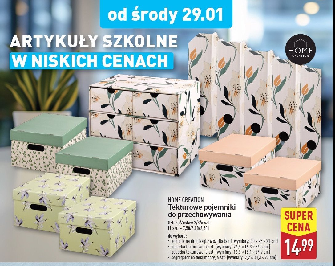 Pudełka tekturowe Home creation promocja w Aldi