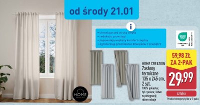 Zasłony termiczne 135x245 cm promocja w Aldi