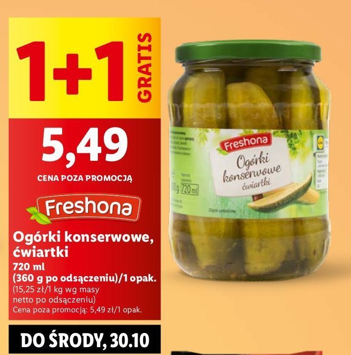 Ogórki konserowe Freshona promocja w Lidl