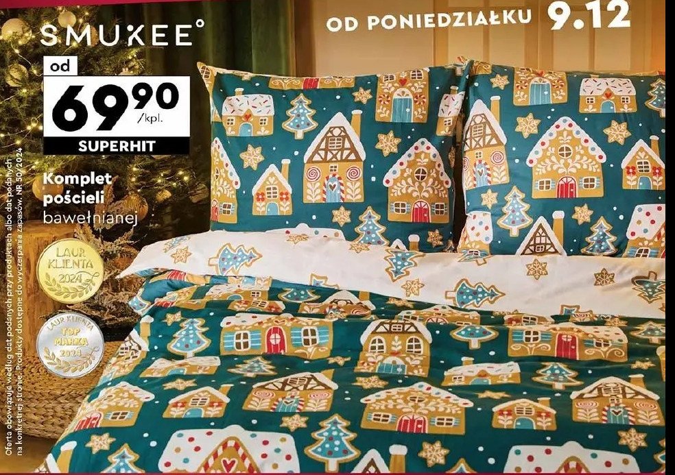 Komplet pościeli bawełnianej 160 x 200 cm + 2 x 70 x 80 cm Smukee promocja w Biedronka