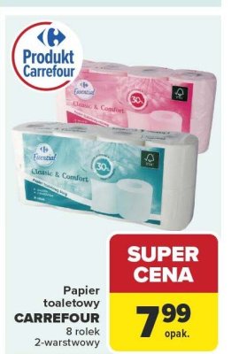 Papier toaletowy CARREFOUR 8 rolek 2-warstwowy promocja w Carrefour