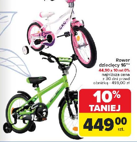 Rower dziecięcy 16" promocja w Carrefour