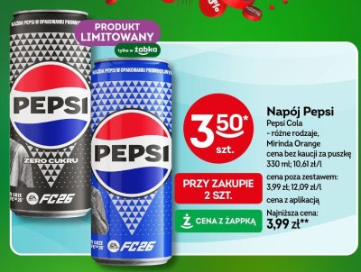 Napój Pepsi Cola, różne rodzaje, Mirinda Orange promocja w Żabka