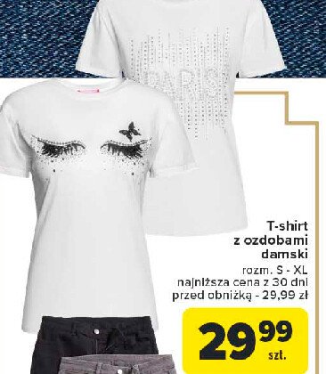 T-shirt z ozdobami damski s-xl promocja w Carrefour