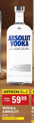 Wódka Absolut 40% 1 l promocja w Biedronka