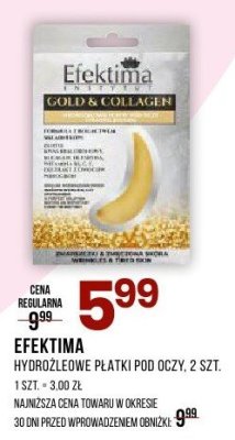 Platki pod oczy hydrożelowe Efektima promocja w Drogerie Natura
