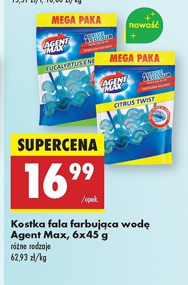 Zawieszka do wc eucalyptus Agent max active & colour promocja w Biedronka