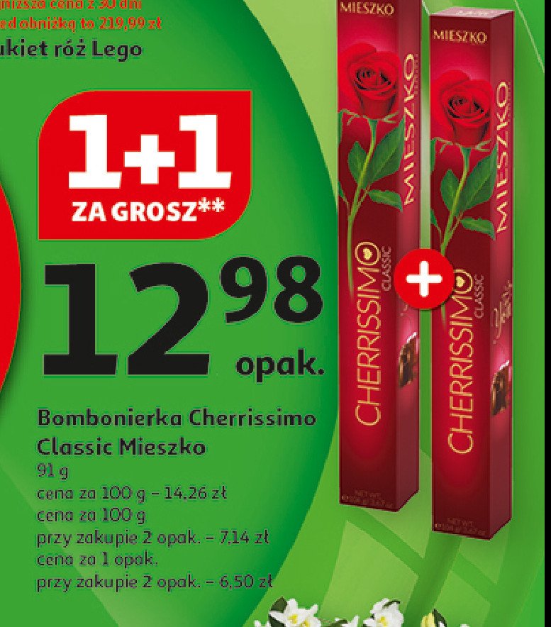 Bombonierka róża Mieszko cherrissimo promocja w Auchan