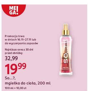 Mgiełka do ciała paris So...? promocja w Rossmann