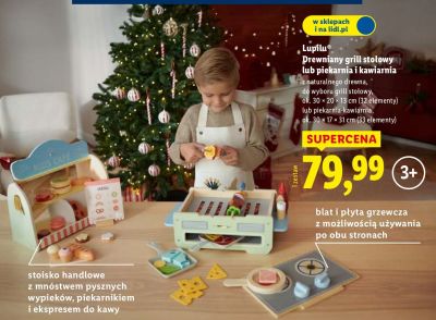 Drewniany grill stołowy lub piekarnia i kawiarnia Lupilu promocja w Lidl