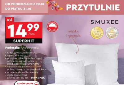 Poduszka Antibacterial 40x40 cm promocja w Biedronka