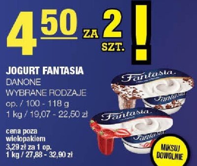 Jogurt Fantasia Danone wybrane rodzaje promocja w SPAR