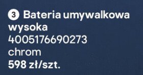 Bateria umywalkowa wysoka chrom promocja w Castorama