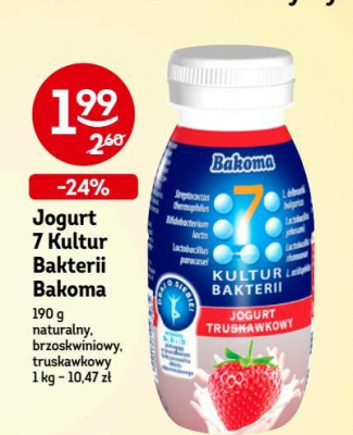 Jogurt pitny truskawkowy Bakoma 7 kultur bakterii promocja