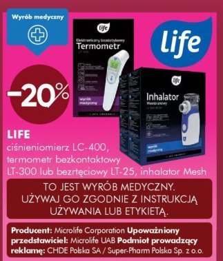 Ciśnieniomierz LIFE LC-400, termometr IT-300 promocja w Super-Pharm