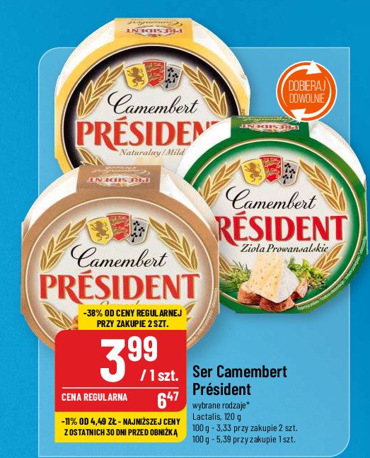 Serek orzech President camembert promocja