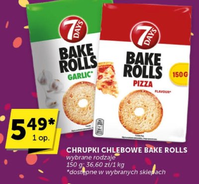 Chrupki chlebowe 7Days Bake Rolls promocja w Euro Sklep