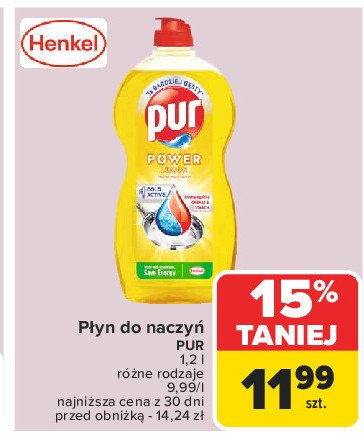 Żel do mycia naczyń lemon extra PUR POWER 3XACTION promocja w Carrefour Market