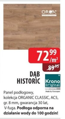 Panel podłogowy DAB HISTORIC Krono Original, kolekcja ORGANIC CLASSIC, AC5, gr. 8 mm, gwarancja 30 lat, V-fuga. Podłoga odporna na działanie wody nawet do 100 godzin! promocja w Dobre Dla Domu