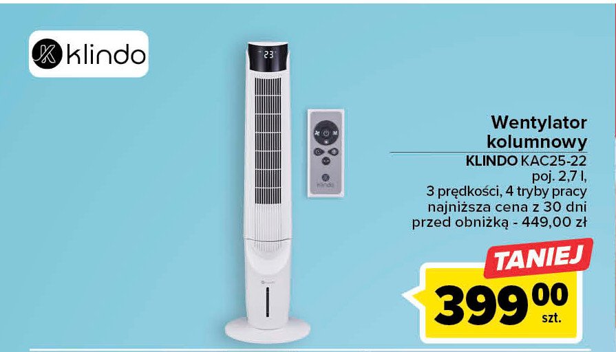 Wentylator kolumnowy kac25-22 Klindo promocja