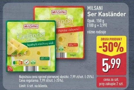 Ser kaslander łagodny Milsani promocja w Aldi