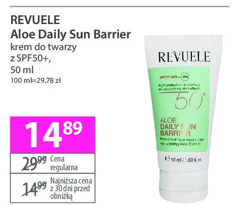 Krem do twarzy aloe daily sun barrier spf50+ Revuele promocja