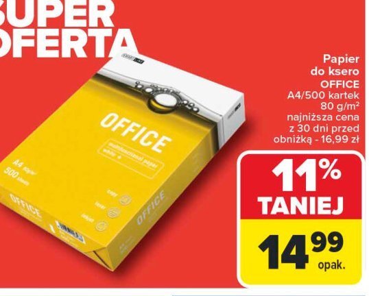 Papier a4/80g EURO OFFICE promocja w Carrefour