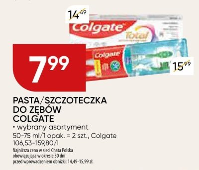 Pasta do zębów Colgate wybrany asortyment promocja w Chata Polska
