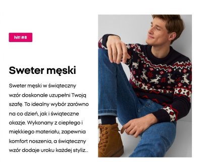 Sweter męski świąteczny wzór z reniferami promocja w Pepco