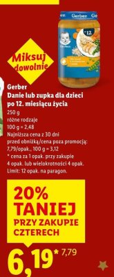 Danie lub zupka dla dzieci Gerber po 12. miesiącu życia różne rodzaje promocja w Lidl
