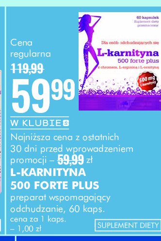 Suplement diety L-KARNITYNA PLUS promocja