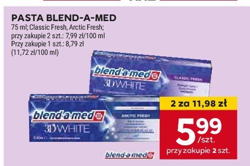 Pasta do zębów arctic fresh Blend-a-med 3d white fresh promocja