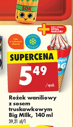 Lód waniliowy z sosem truskawkowym Algida big milk promocja