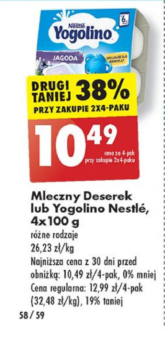 Deserek jagodowy Nestle yogolino (jogolino) promocja w Biedronka