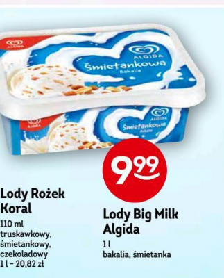 Lody bakalia Algida śmietankowa promocja w ABC