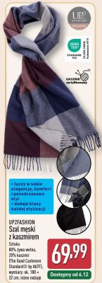 Szal męski z kaszmiren UP2FASHION promocja w Aldi