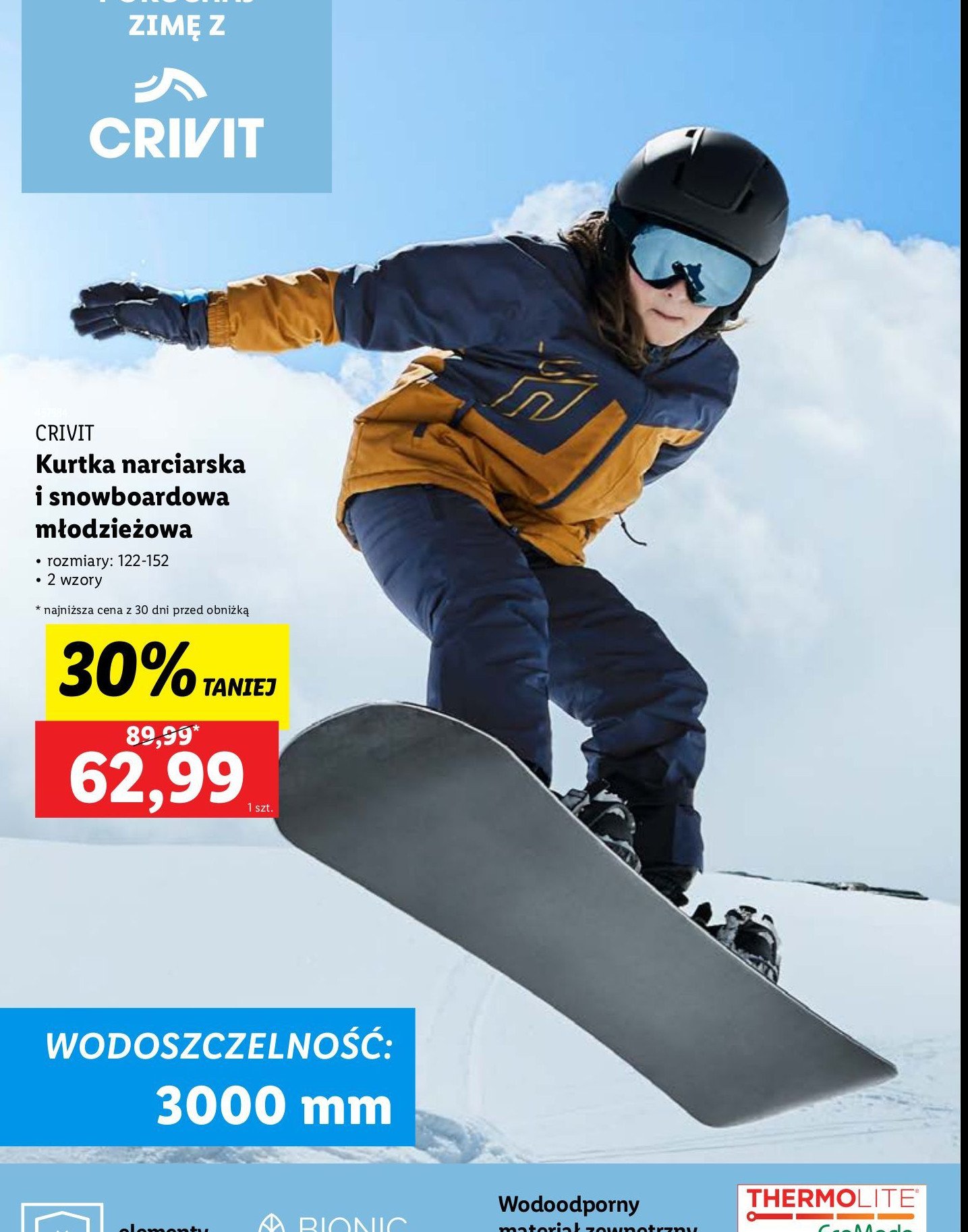 Kurtka narciarska młodzieżowa 122-152 Crivit promocja w Lidl